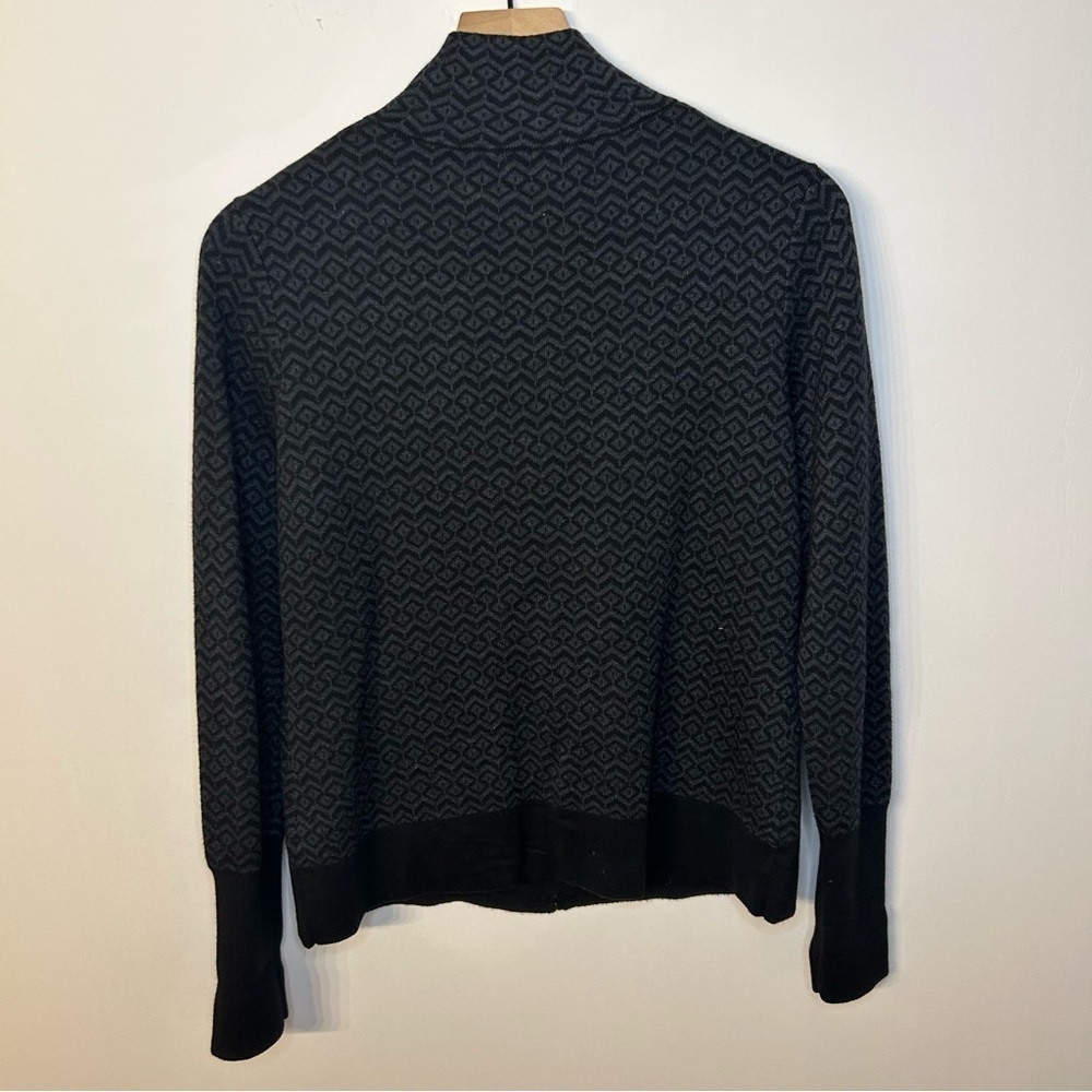 Aspen Women’s Black and Gray Printed Full Zip Cotton Blend Sweater, Size Medium - Picture 4 of 7